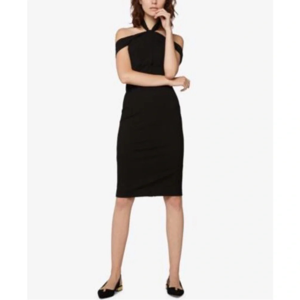 Fame and Partners Revolve Black Off the Shoulder Knee Length Dress Size S